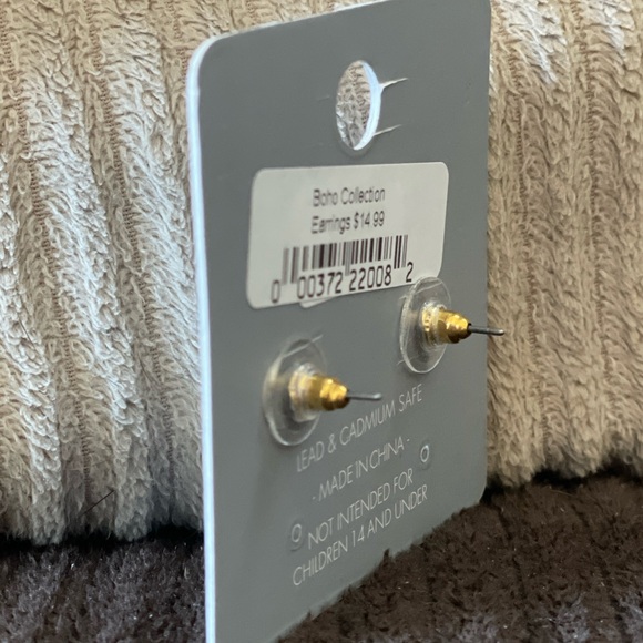 Gold and Taupe Star Circle Stud Earrings β AD Project - Picture 4 of 6